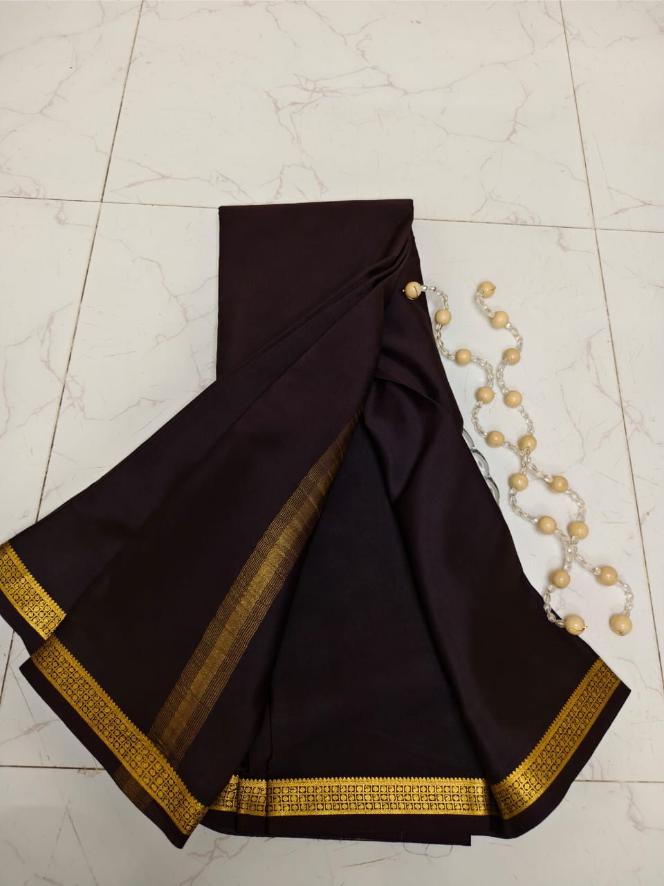 Elegant Dark Brown Pure Silk Saree – Traditional Silk Saree for Weddings, Festive & Ethnic Wear