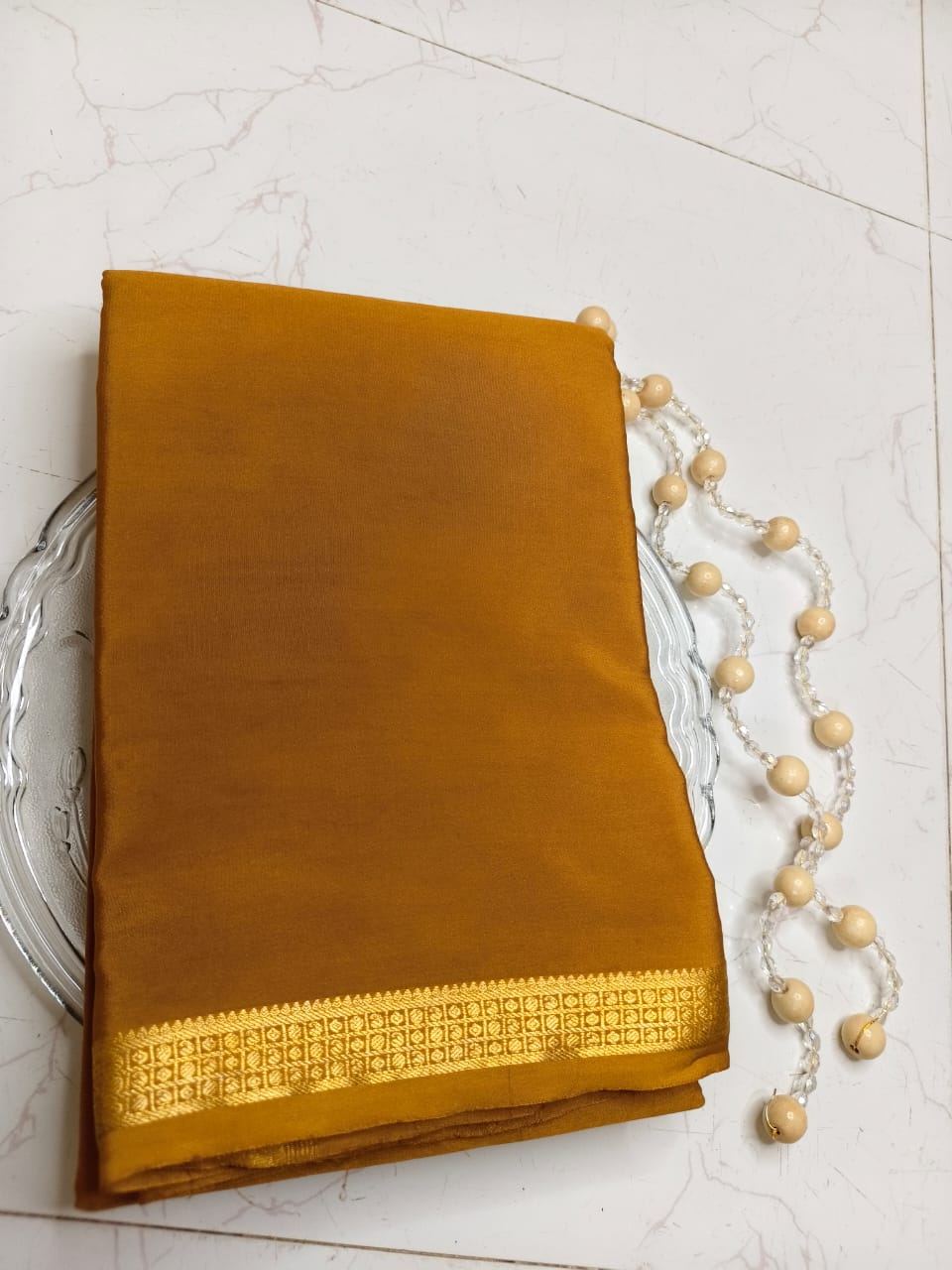 Golden Brown Silk Saree – Elegant Pure Silk Saree for Traditional & Festive Wear