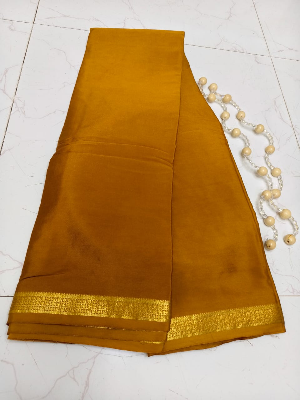Golden Brown Silk Saree – Elegant Pure Silk Saree for Traditional & Festive Wear