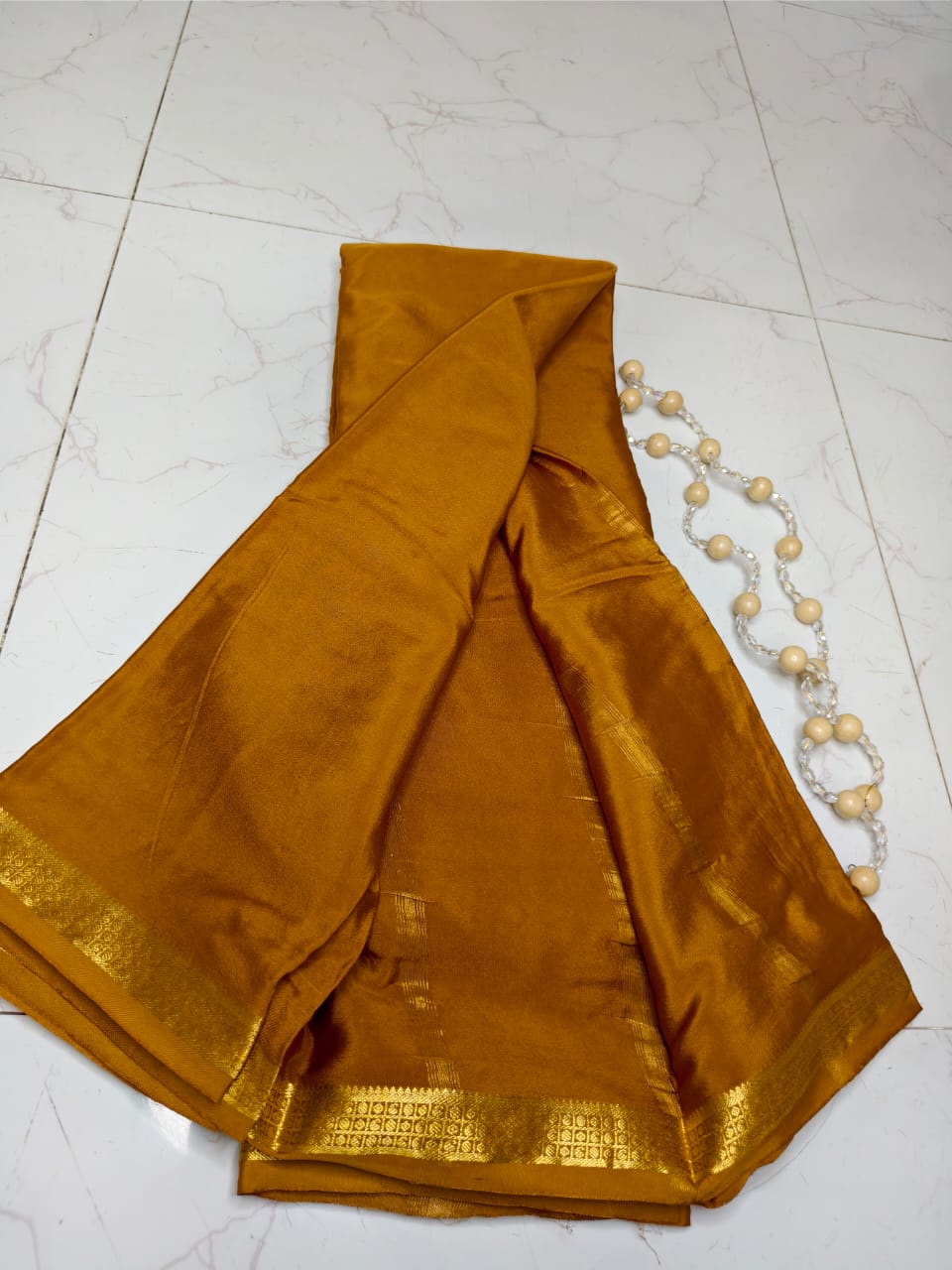 Golden Brown Silk Saree – Elegant Pure Silk Saree for Traditional & Festive Wear