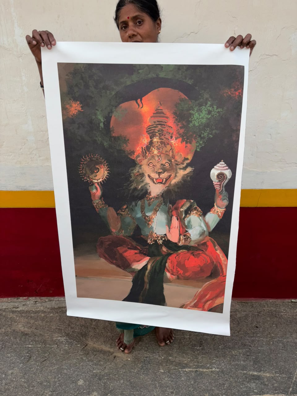 Vijaya Narasimha Swamy unframed Canvas | Lord Vishnu Hindu Wall Art | Unframed Canvas
