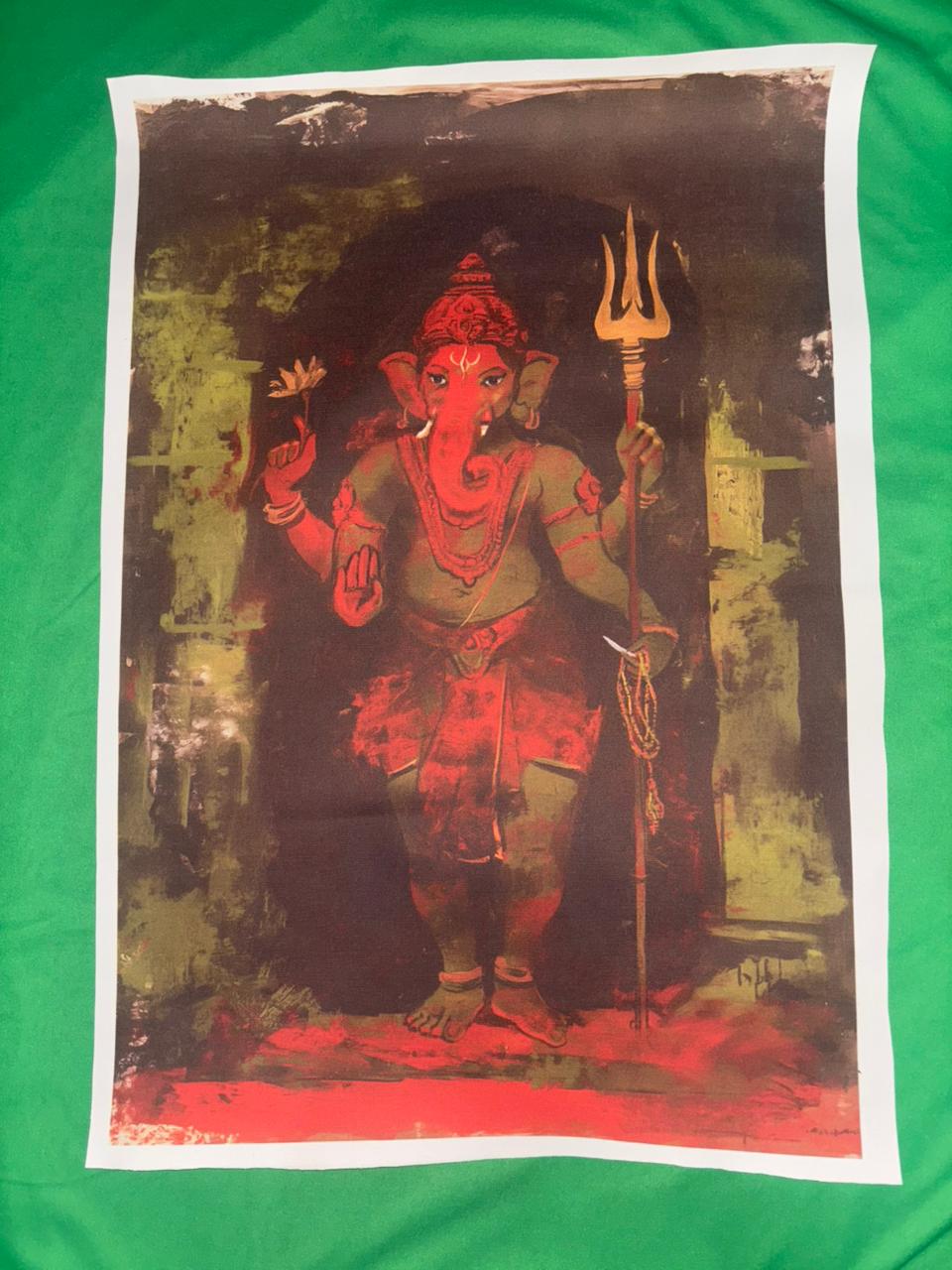 Lord Ganesha Canvas Print Roll (Unframed) – Ganapati Wall Art for Home Temple, Office & Auspicious Décor