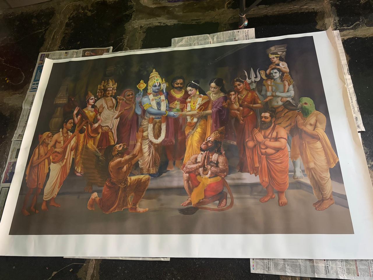 Srinivasa Kalyanam Canvas Print Roll (Unframed) – Venkateswara Kalyanam Hindu Wedding Scene Wall Art for Home, Temple & Gift Décor