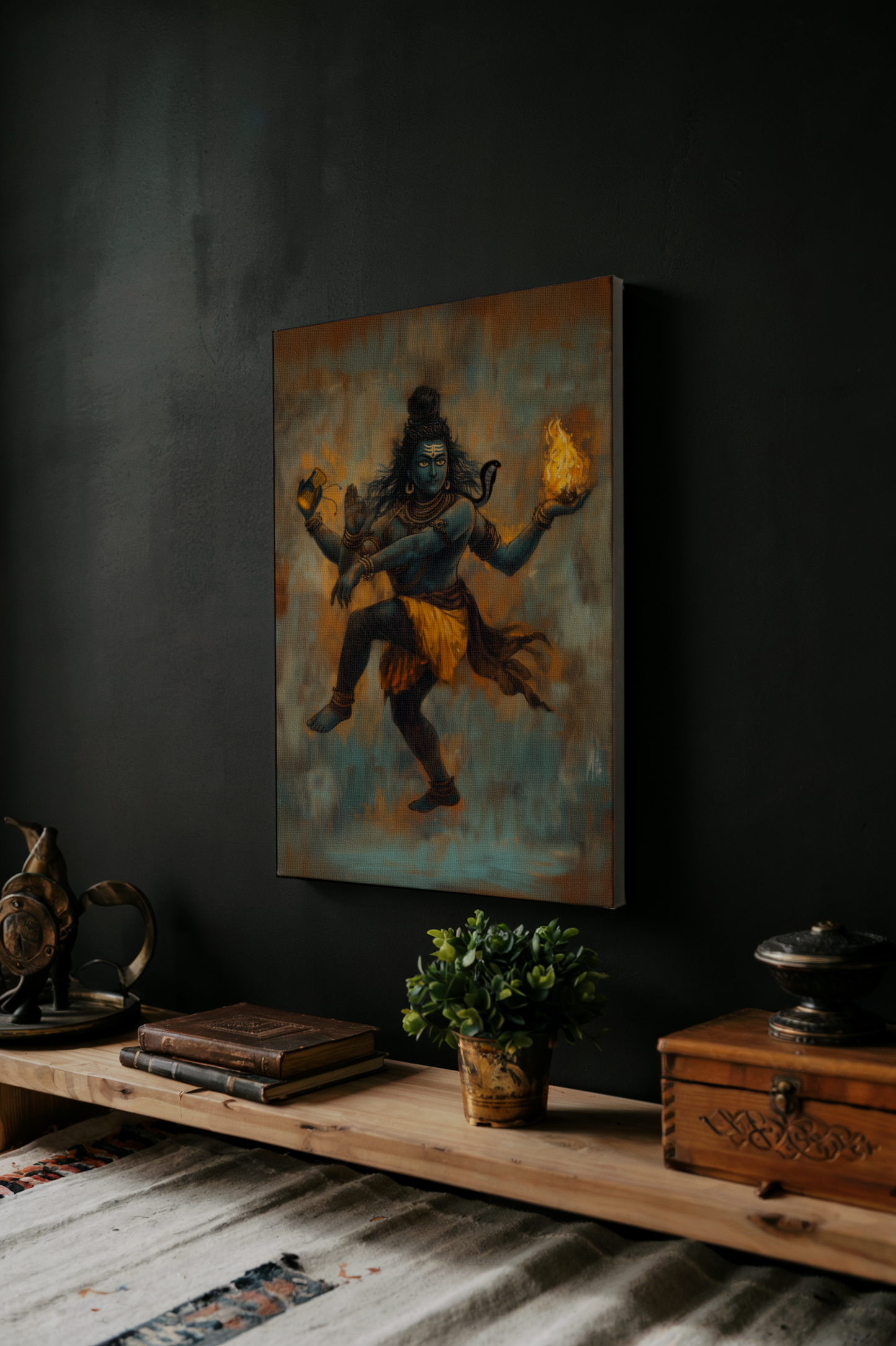 Shiva Tandava – Nataraja Swamy Digital Painting on Canvas | Cosmic Dance of Lord Shiva Wall Art for Home & Meditation Spaces