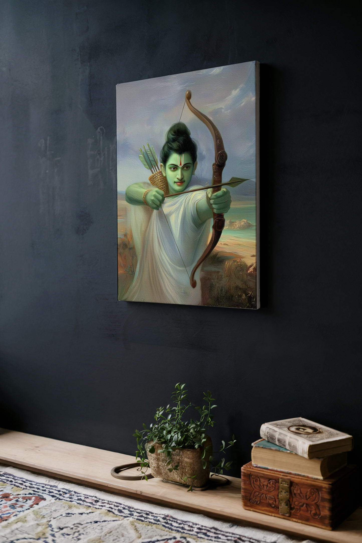 Shri Ram Digital Painting on Canvas – Sacred Ramayana Wall Art for Pooja Room, Home Temple & Spiritual Interiors
