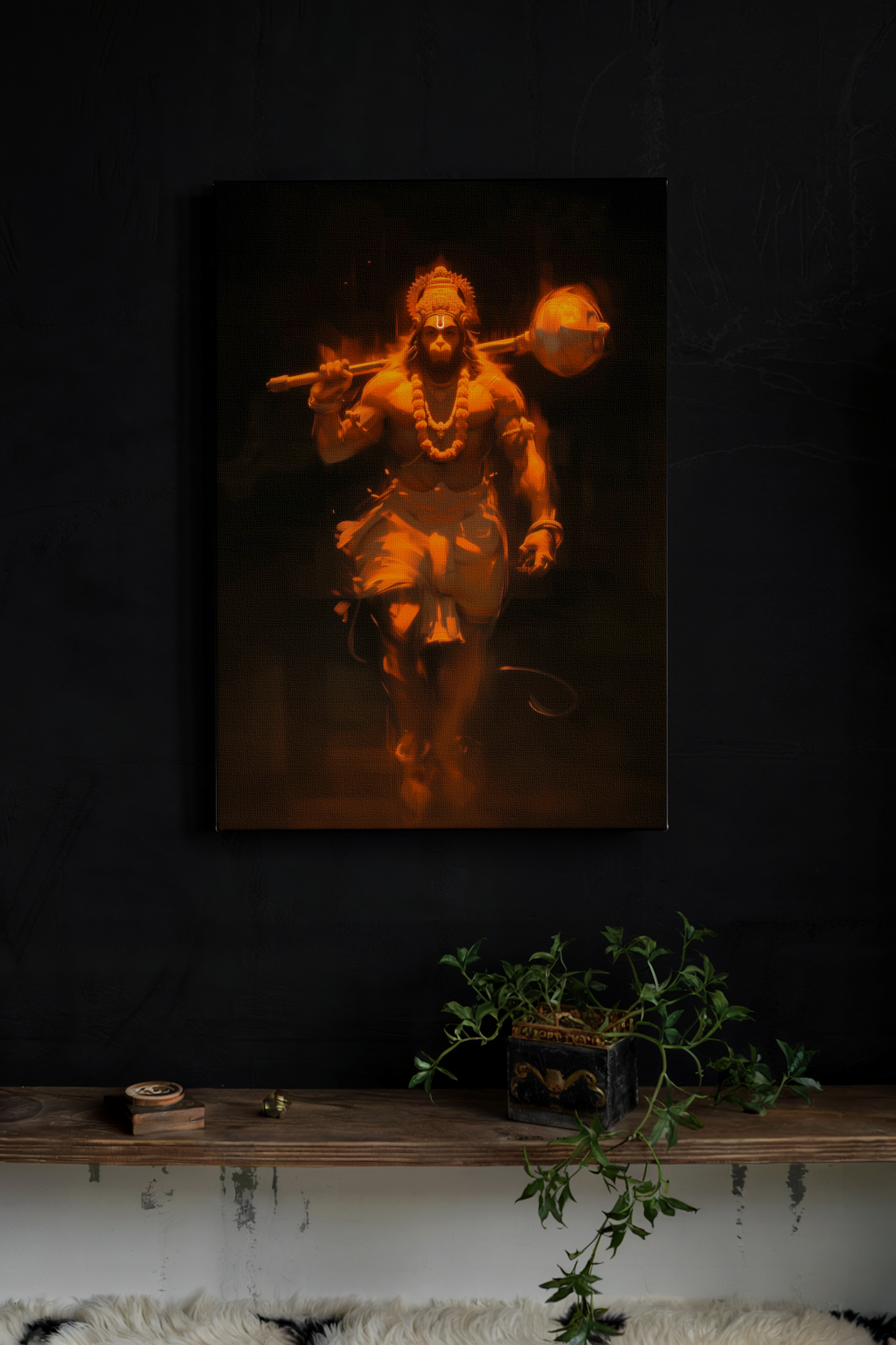 Lord Hanuman Digital Painting on Canvas – Divine Strength & Devotion for Home, Office & Spiritual Decor