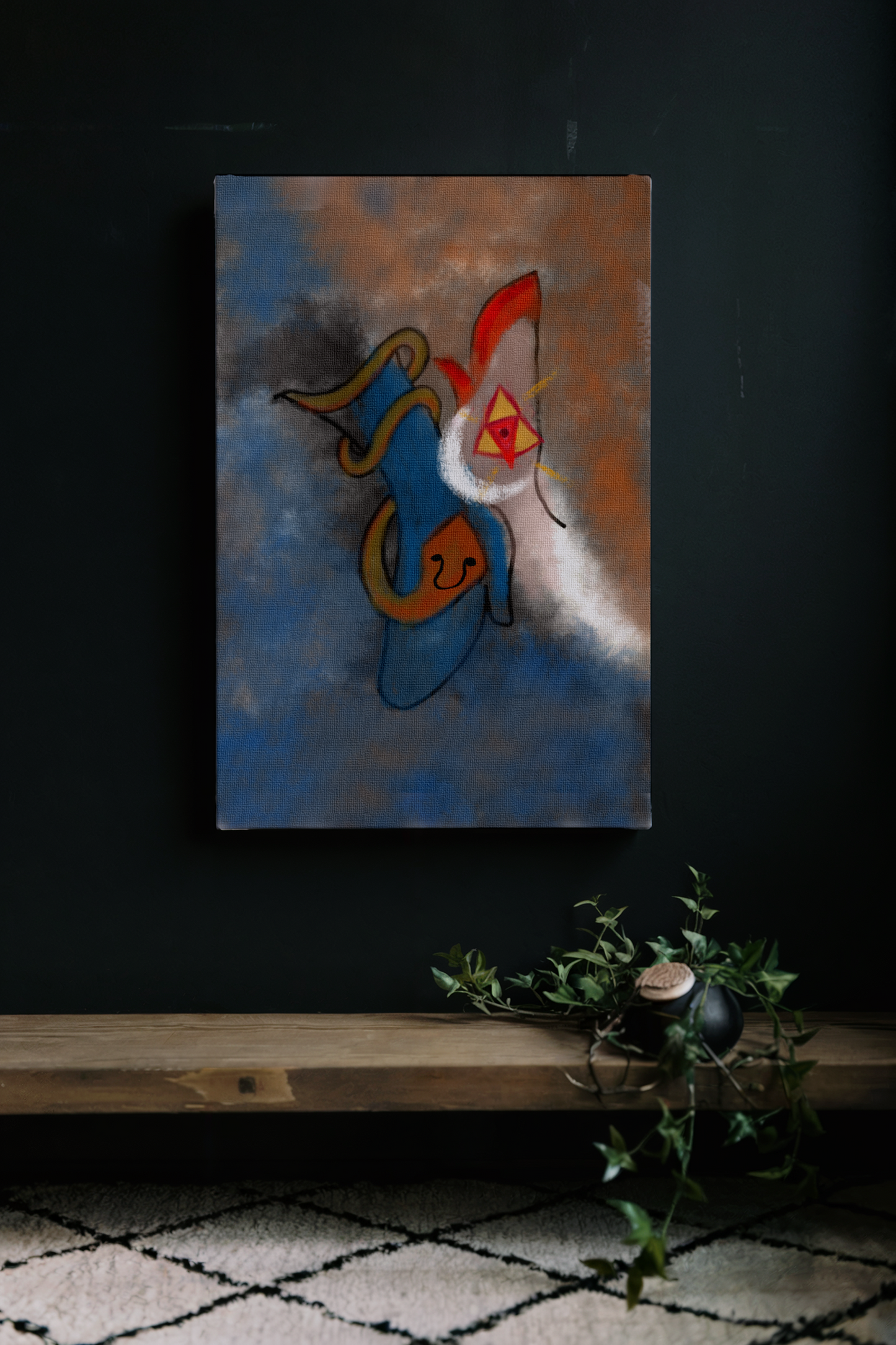 Shiva Shakti Mystical Digital Painting on Canvas – Kundalini Awakening Art with Divine Symbolism and Sacred Geometry for Spiritual Wall Decor