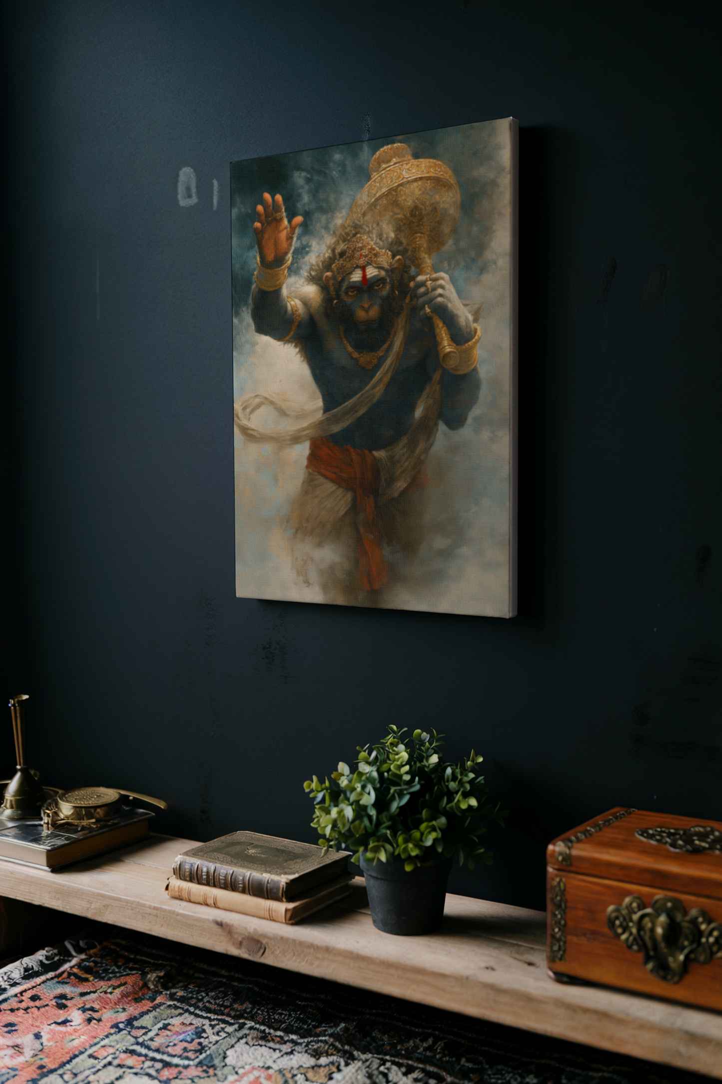 Hanuman Ji Digital Painting on Canvas – Divine Wall Art for Strength, Protection & Devotion