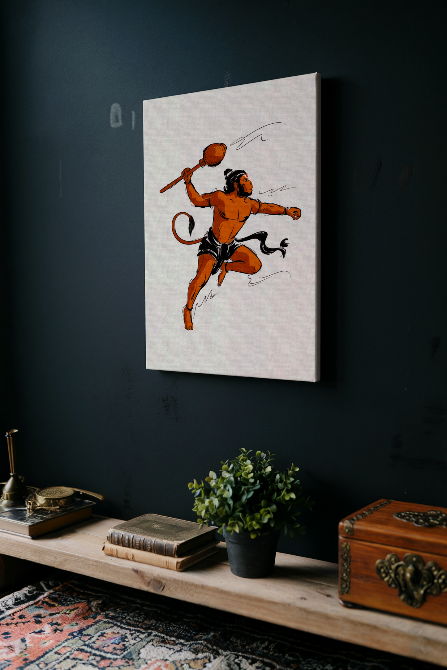 Lord Hanuman Digital Painting on Canvas β Divine Strength & Devotion Wall Art for Home & Pooja Room