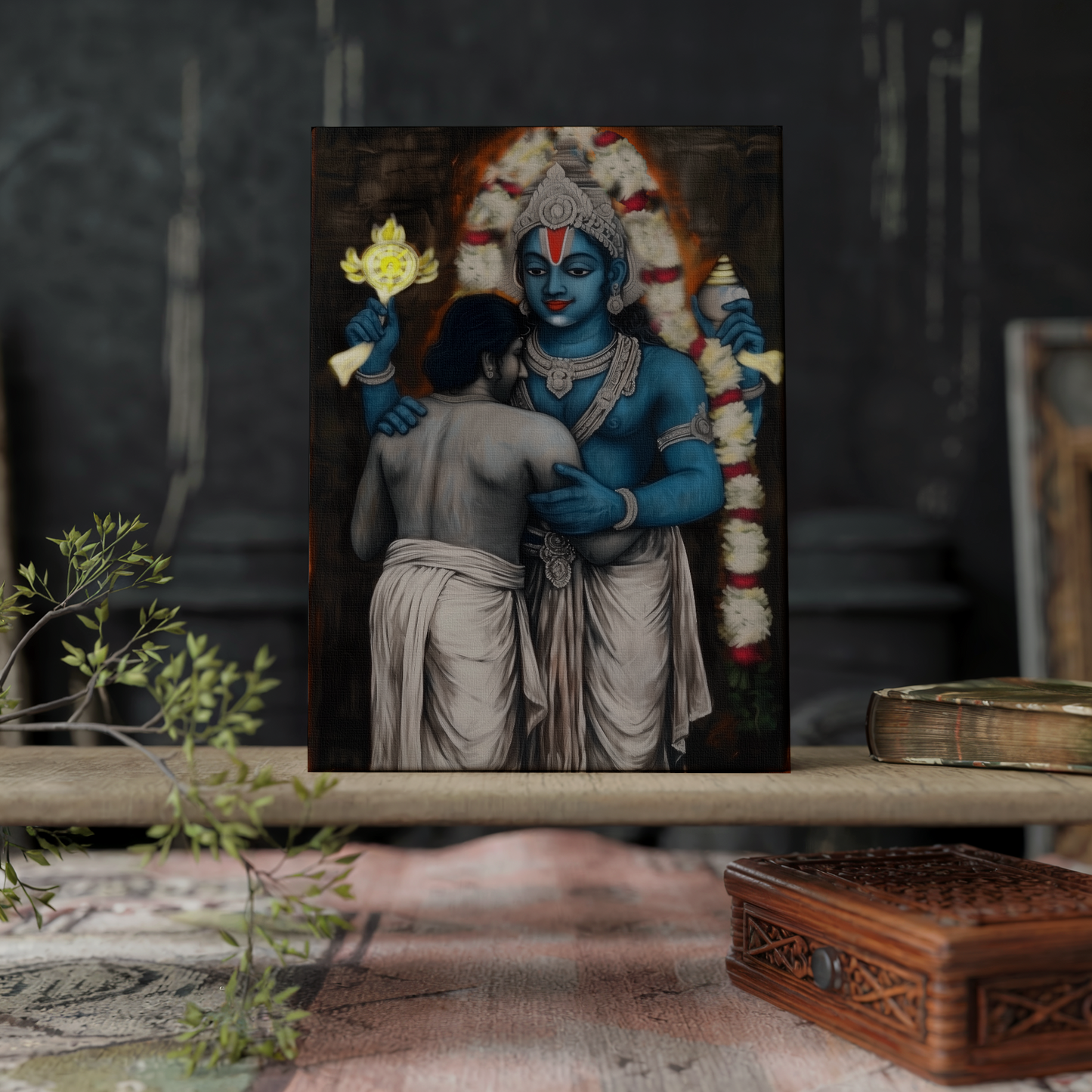 Tirupati Venkateshwara Swamy Digital Painting on Canvas โ Divine Balaji Wall Art for Pooja Room & Spiritual Home Decor