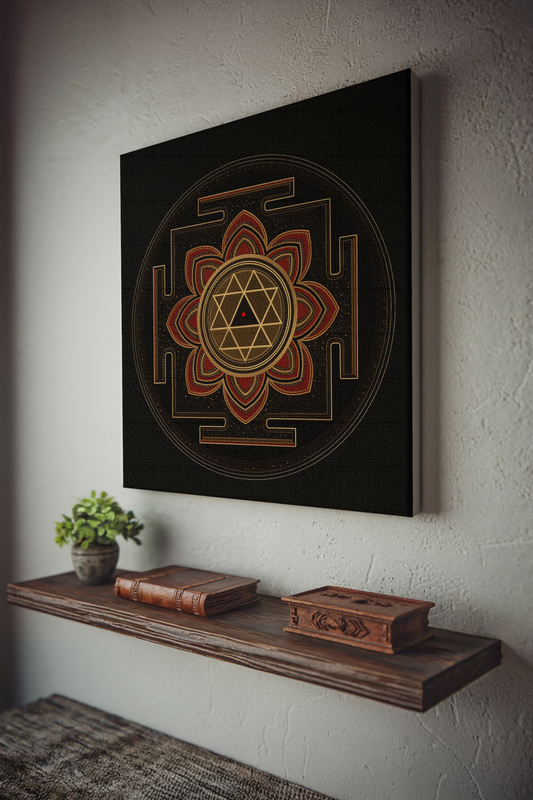 Durga Yantra Digital Painting on Canvas – Powerful Spiritual & Vastu Wall Art for Protection & Positivity