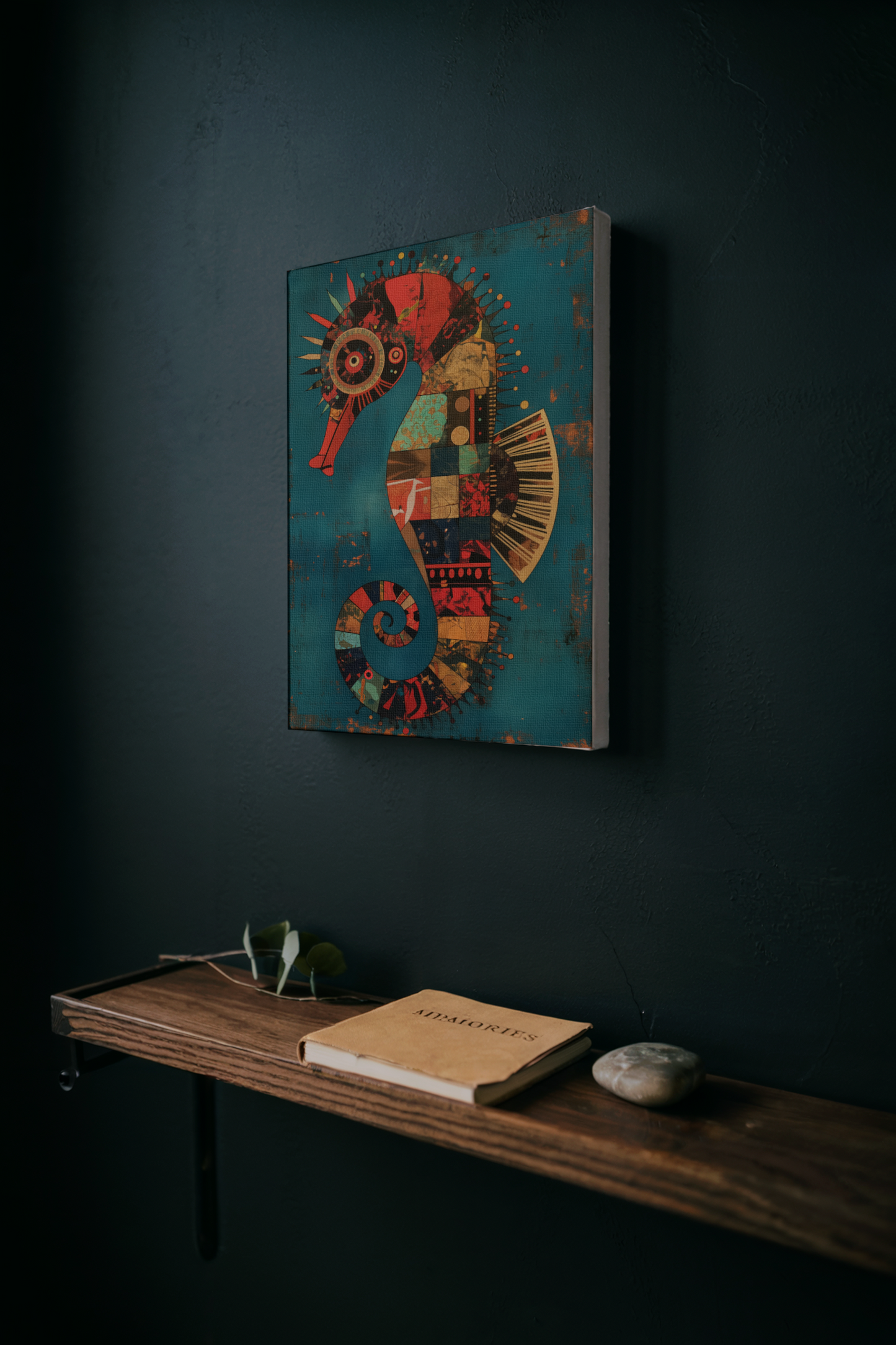 Seahorse Digital Painting on Canvas – Ocean-Inspired Marine Wall Art for Home & Office Décor
