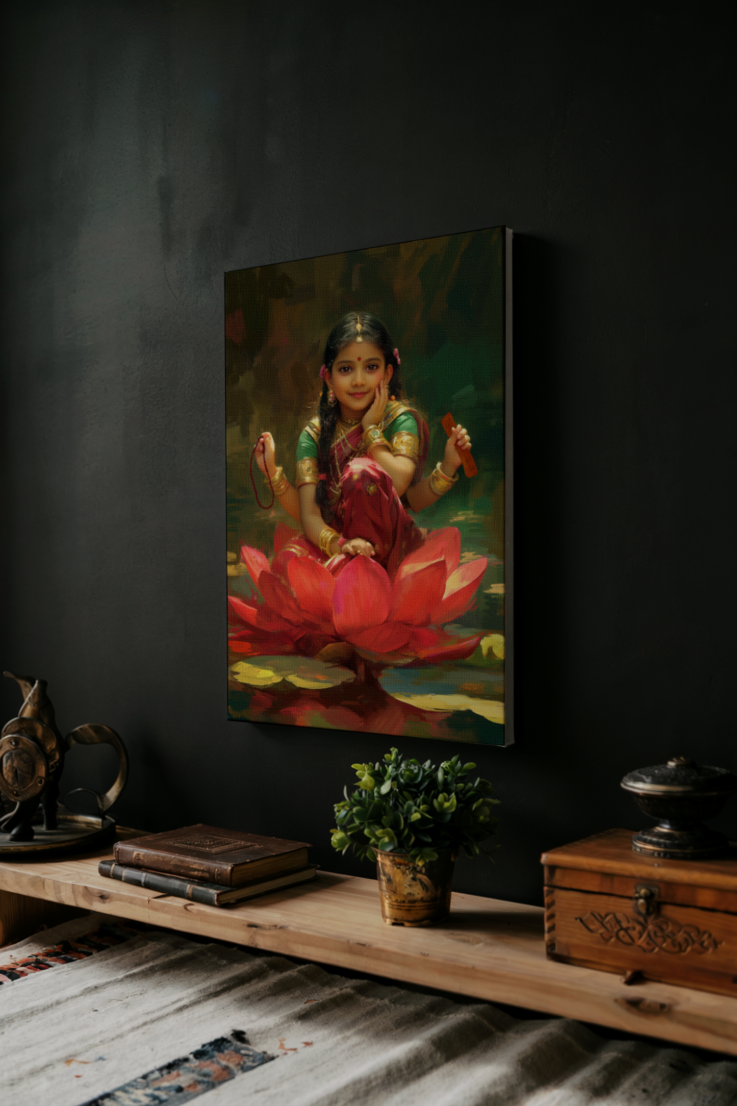Bala Tripura Sundari Digital Painting on Canvas – Divine Wall Art for Spiritual & Home Decor