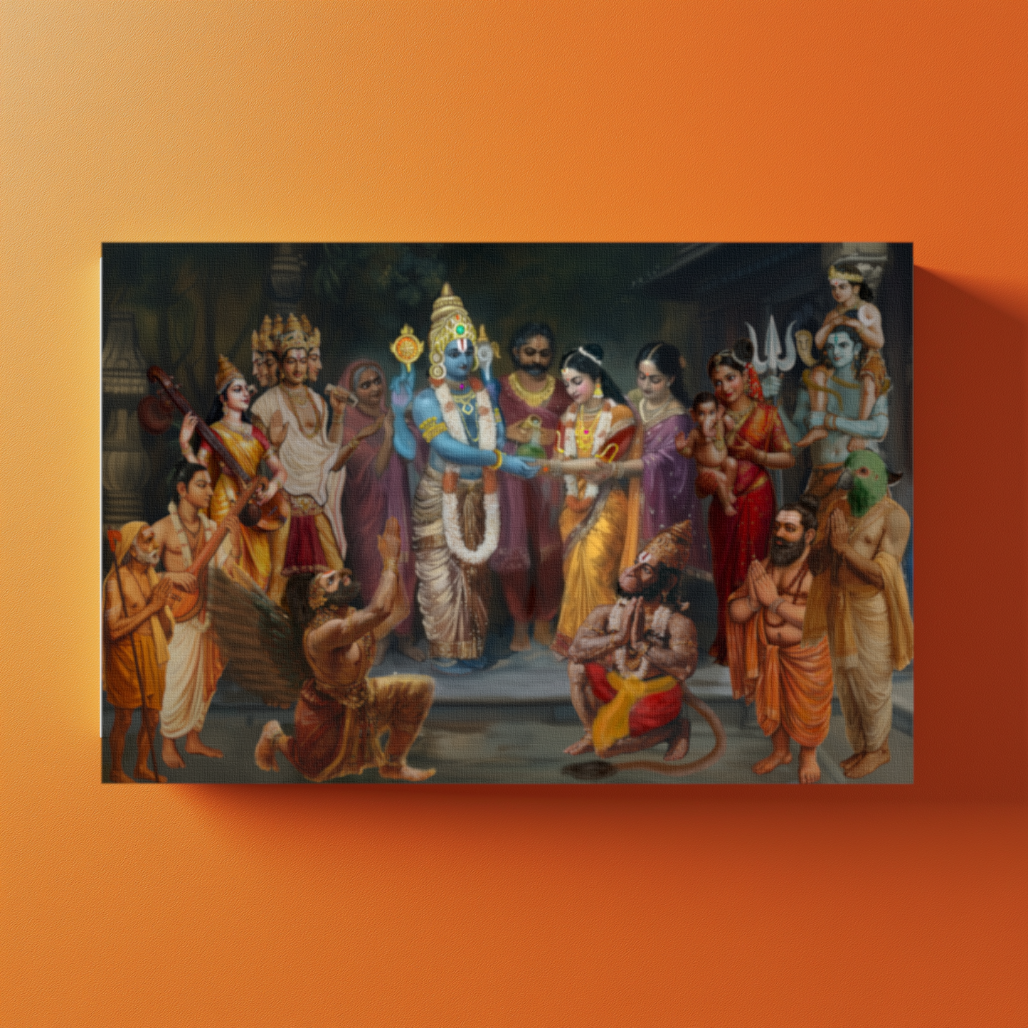 Srinivasa Kalyanam Canvas Wall Art | Venkateswara Kalyanam Print | Divine Wedding Scene Décor