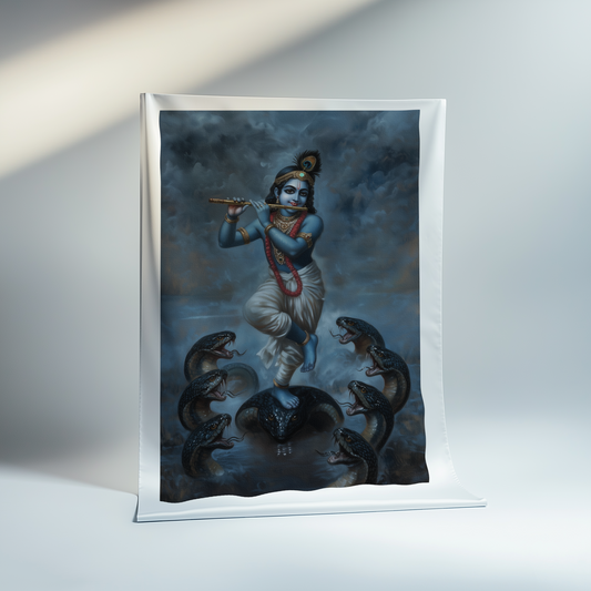Kalinga Narthana Krishna Canvas Print Roll – Divine Dance on Kaliya for Spiritual Decor
