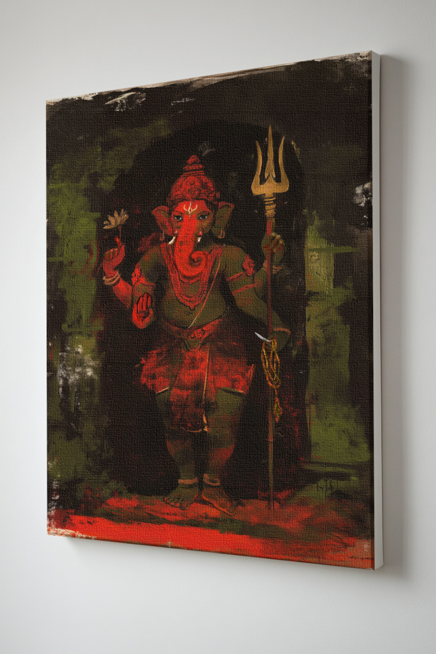 Lord Ganesha Canvas Wall Art | Vastu Positive Divine Décor | PolyCanvas Spiritual Gift Frame