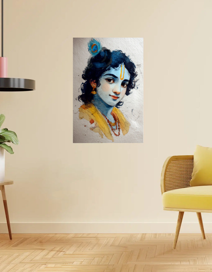 Lord Krishna Poster – Divine Wall Art Print | 300 GSM Spiritual Decor
