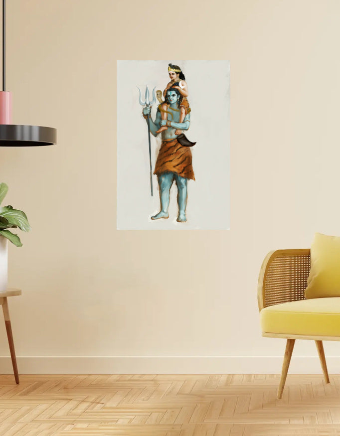 Lord Shiva and Kartikeya Poster – Divine Father-Son Art | 300 GSM Print