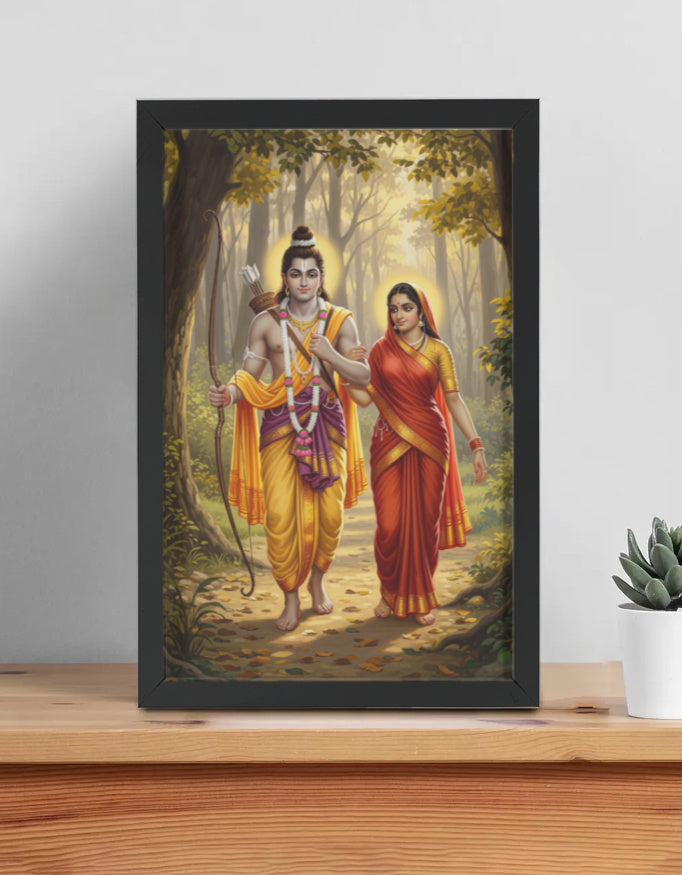 Sita Ram Photo Frame | Shri Ram Sita Wall Art | 300 GSM Glossy Laminated Artboard | Vastu Decorative & Divine Gift