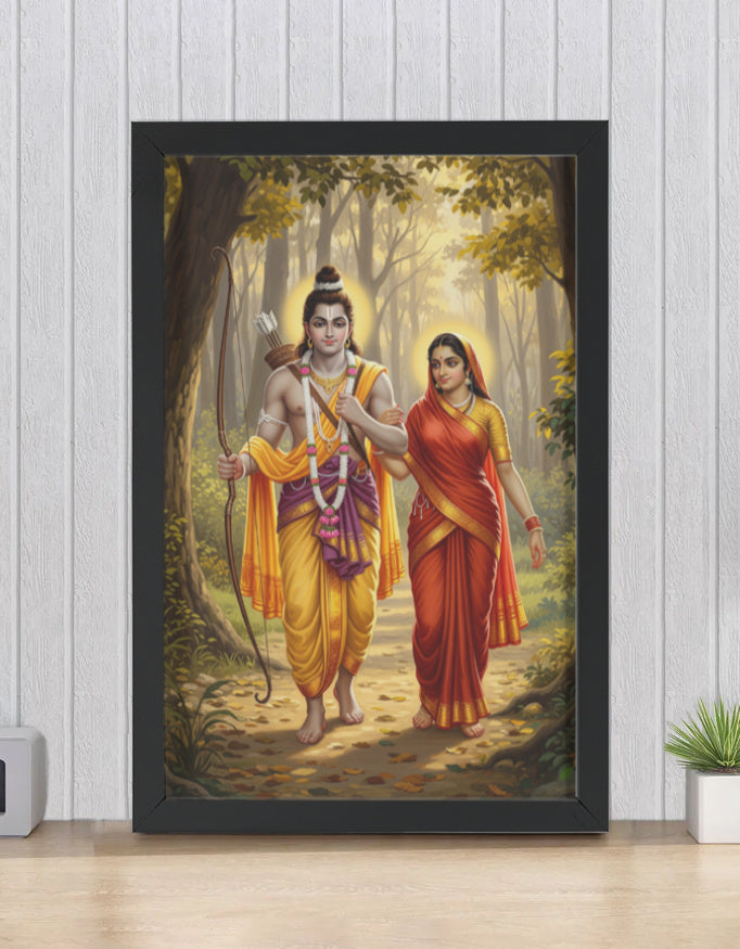Sita Ram Photo Frame | Shri Ram Sita Wall Art | 300 GSM Glossy Laminated Artboard | Vastu Decorative & Divine Gift