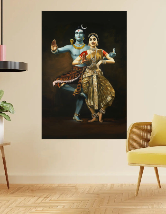 Shiva Parvathi Poster – 300 GSM Spiritual Wall Art for Love and Harmony | Vastu Positive Decor