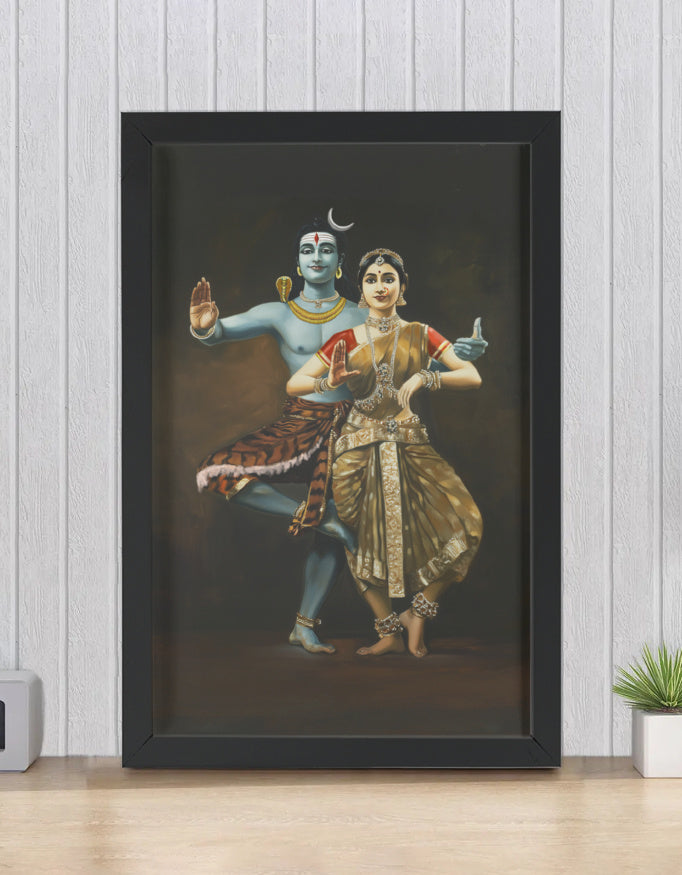 Lord Shiva Parvathi Photo Frame | Divine Couple Wall Art | 300 GSM Glossy Laminated Artboard | Vastu Positive Gift for Love & Harmony