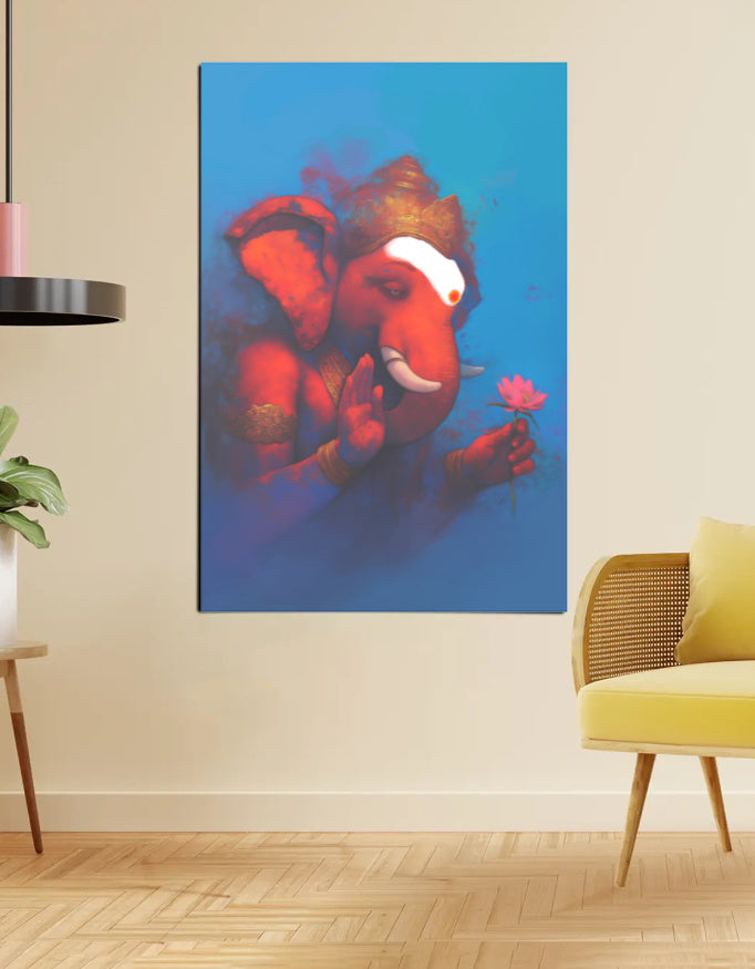 Lord Ganesha wall Poster – 300 GSM Wall Art for Wisdom & Prosperity | Vastu-Positive Decor