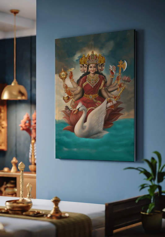 Gayatri Devi Canvas Wall Art | Vastu Positive Divine Mother | PolyCanvas Spiritual Gift Frame