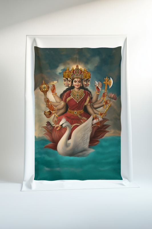 Gayatri Devi Canvas Print Roll (Unframed) – Vedic Goddess of Wisdom Wall Art for Home Temple, Meditation & Spiritual Décor