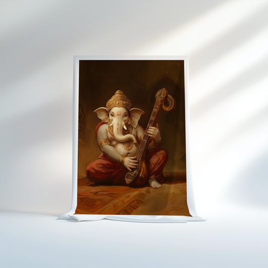 Lord Ganesha Playing Sitar – Canvas Print Roll (24x36 Inch)