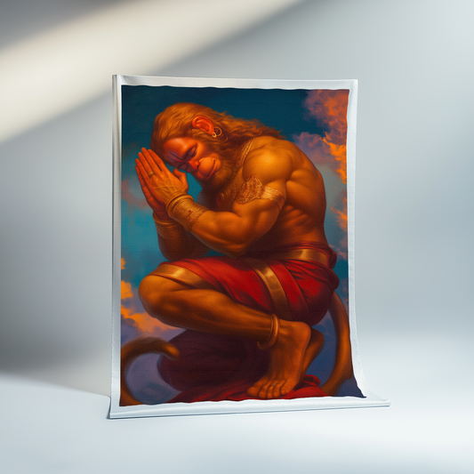 Hanuman in Anjali Mudra Canvas Print – Devotional Wall Art for Spiritual Blessings