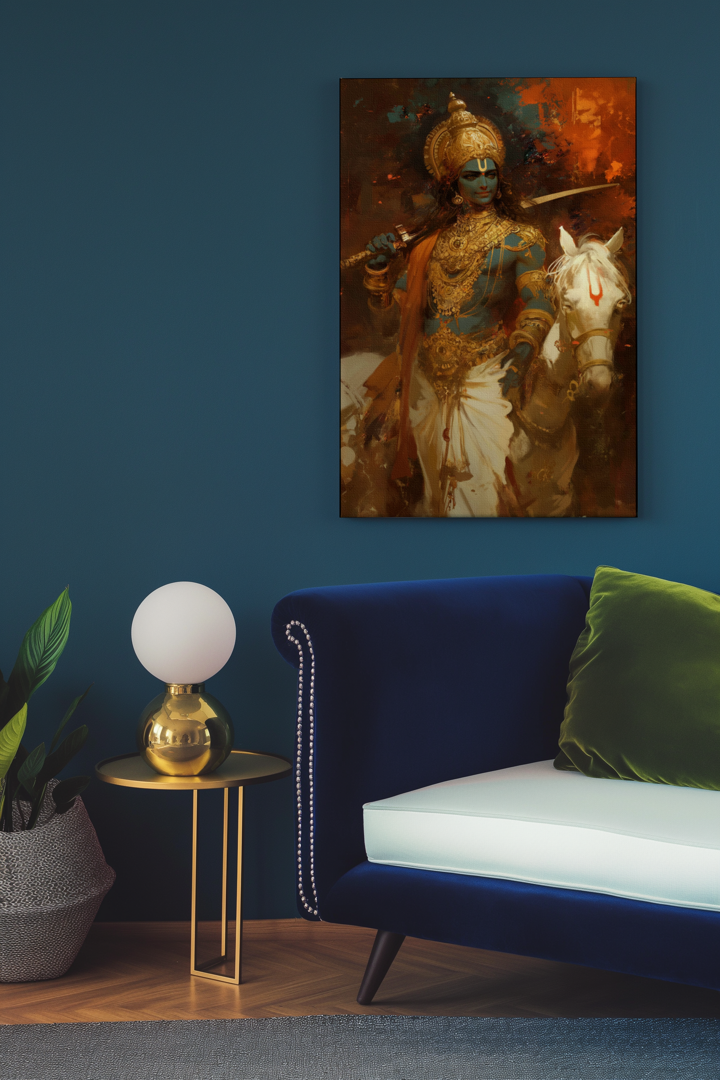 Kalki Avatar canvas wall art – Divine Vishnu Art for Spiritual & Vastu Home Decor