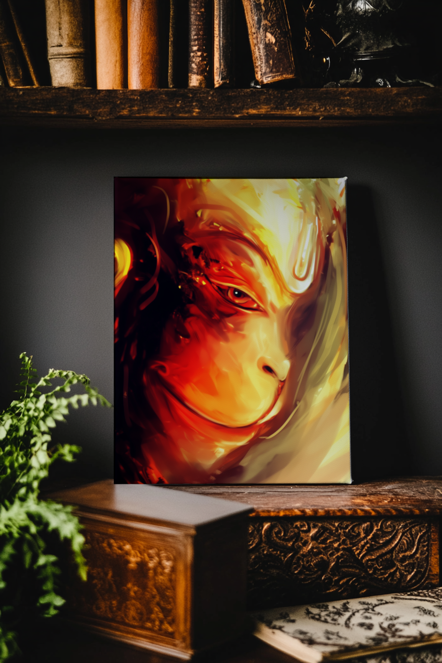 Lord Hanuman Digital Painting on Canvas – Divine Strength & Devotion for Your Sacred Space