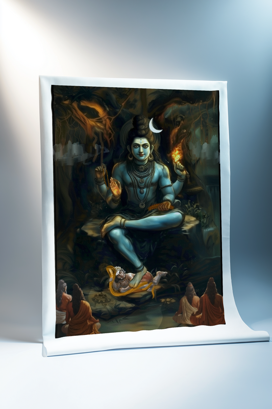 Dakshinamurthy Canvas Print Roll – Spiritual Wall Art of Guru Shiva for Wisdom and Meditation