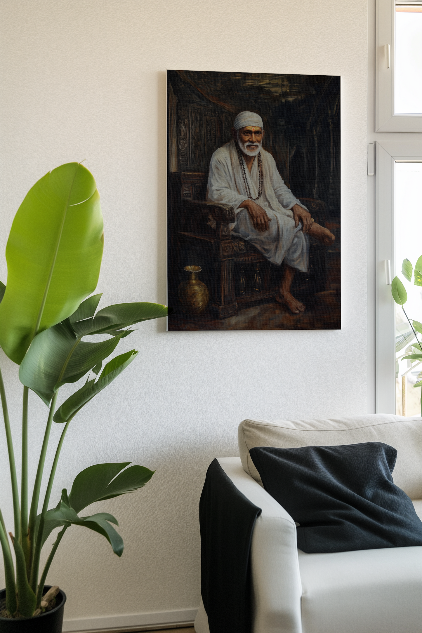 Sai Baba Canvas wall art, digital painting – Shirdi Sai Baba Wall Art for Devotional Home & Spiritual Gift