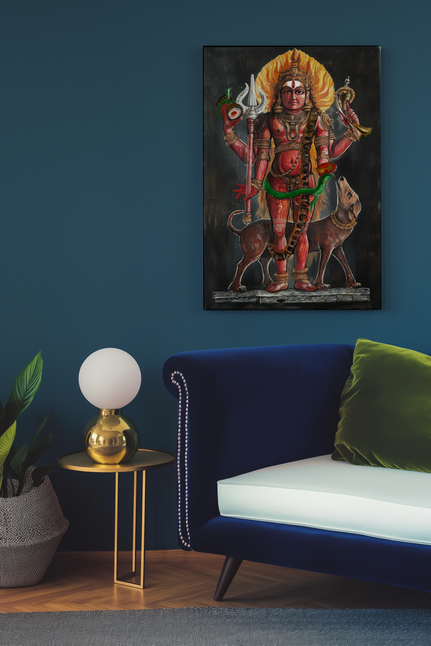 Powerful Kaal Bhairav Canvas Wall Art – Divine Protector, Fierce Form of Lord Shiva for Home & Temple
