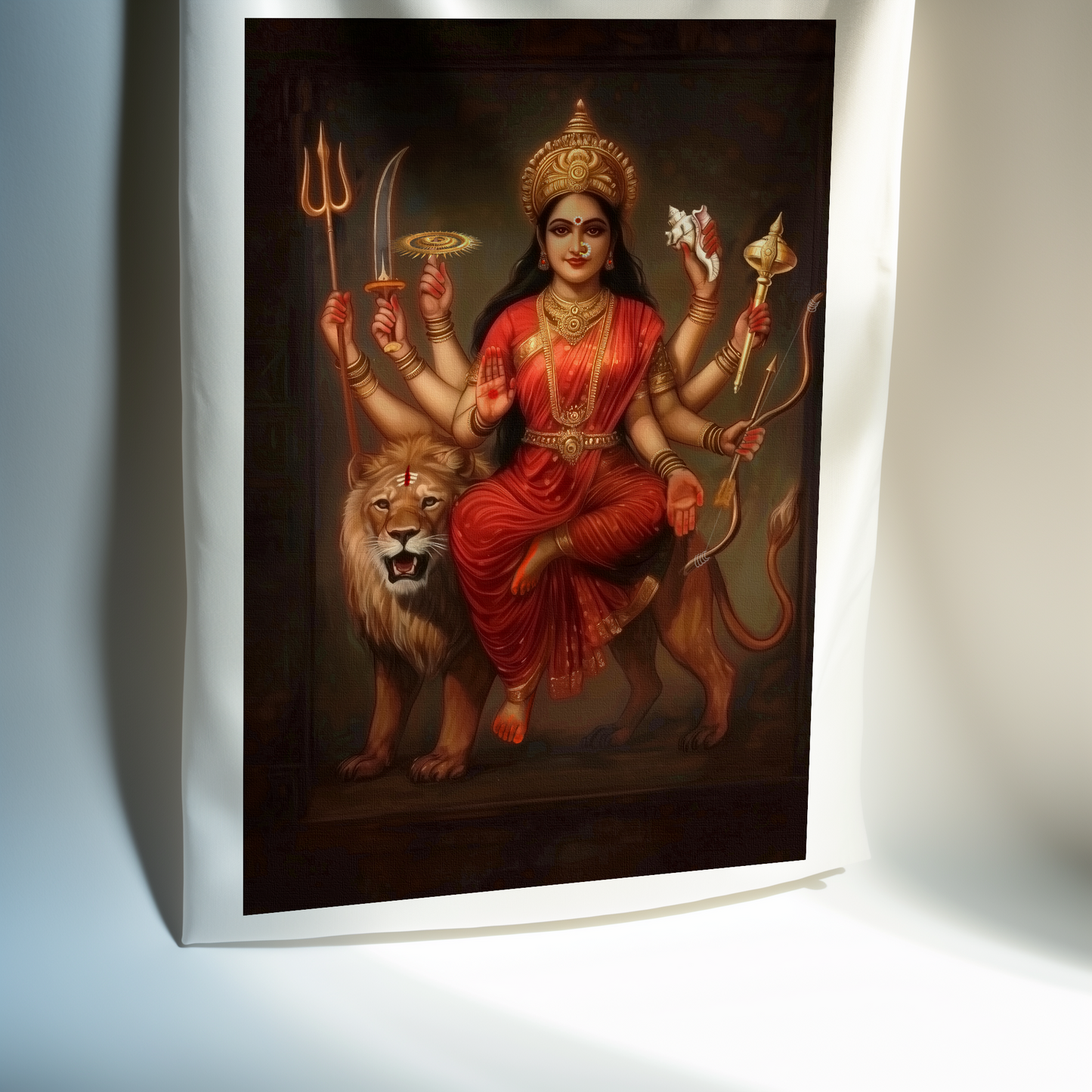 Durga Devi Canvas Print Roll – Ambe Maa Spiritual Wall Art for Pooja Room & Divine Decor
