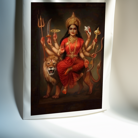 Durga Devi Canvas Print Roll – Ambe Maa Spiritual Wall Art for Pooja Room & Divine Decor