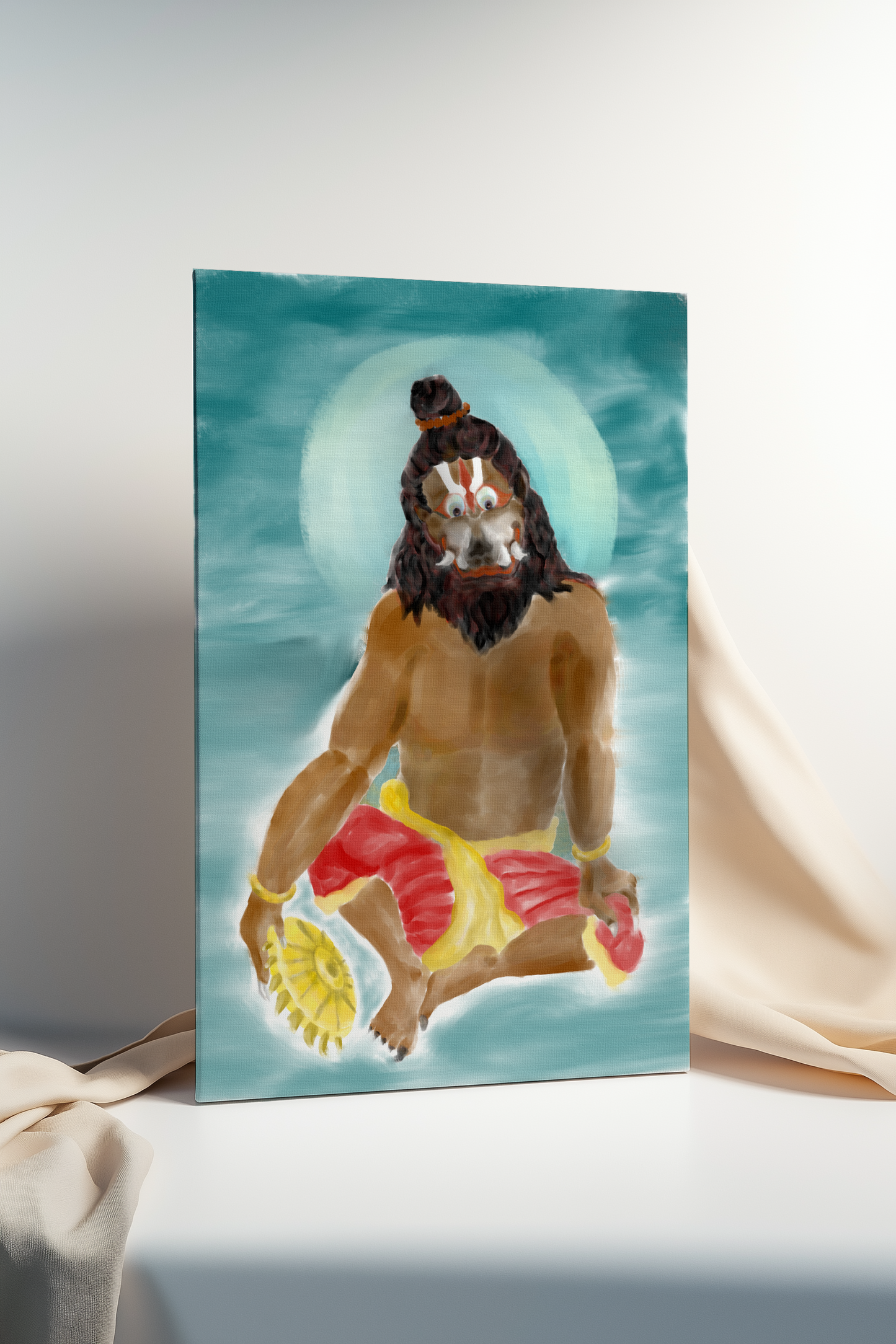 Kevala Narasimha Swamy canvas print with back frame β Divine Wall Art for living Room & Spiritual Decor