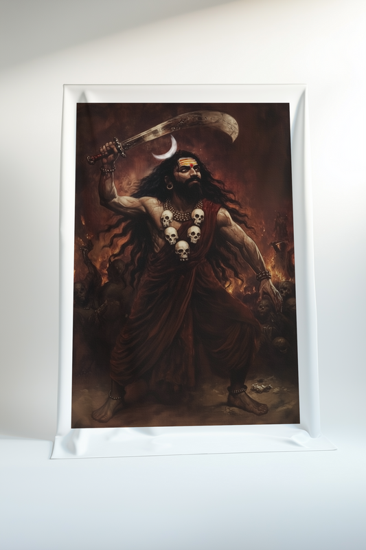 Kala Bhairava Canvas Print Roll – Unframed Fierce Hindu God Wall Art for Protection and Spiritual Decor