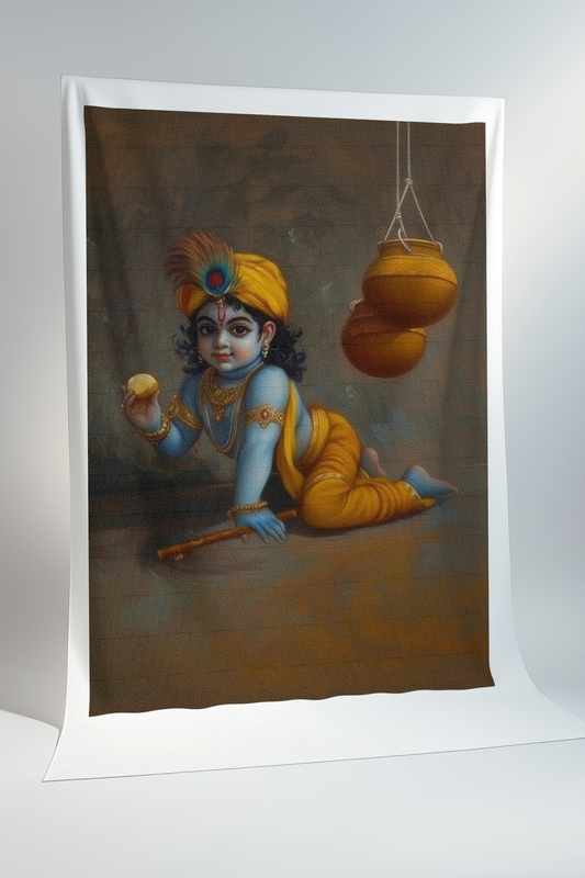 Laddu Gopal Baby Krishna Canvas Print Roll – Unframed Hindu God Wall Art for Devotional & Spiritual Decor