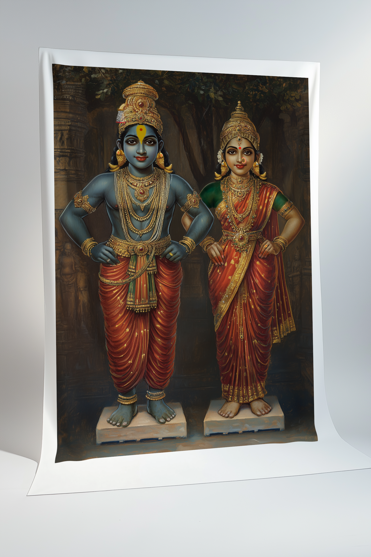 Panduranga Vitthala Rukmini Canvas Print Roll – Unframed Devotional Wall Art for Bhakti and Pooja Room Decor
