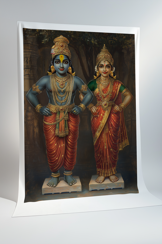 Panduranga Vitthala Rukmini Canvas Print Roll – Unframed Devotional Wall Art for Bhakti and Pooja Room Decor