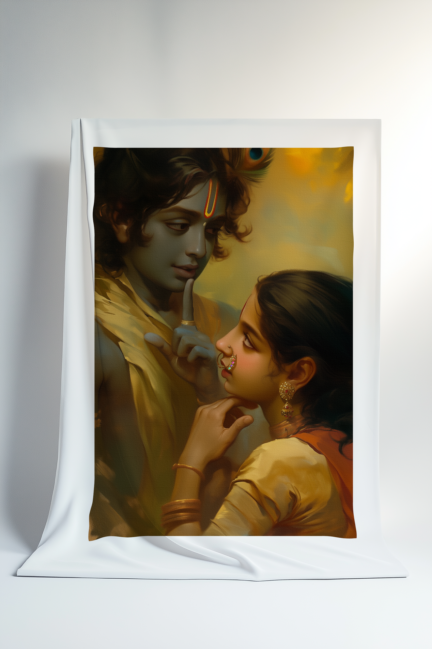 Radha Krishna unframed Canvas Print Roll – Spiritual Wall Art for Home & Pooja Room Decor