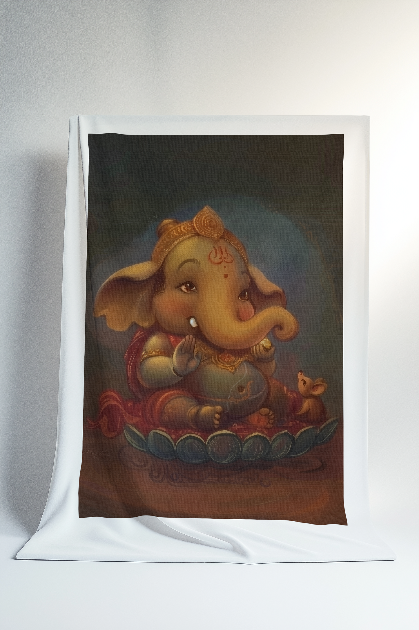 Bala Ganesha Canvas Print Roll – Baby Ganesha Holding Modak Spiritual Wall Art