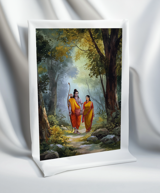 Sita Ram Canvas Print Roll (Unframed) – Ramayana Inspired Lord Rama and Sita Wall Art for Home Temple & Spiritual Décor