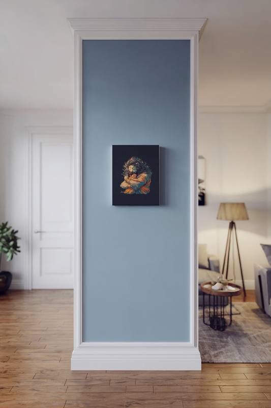 Narasimha hugging Prahlada Canvas Wall Art – Divine Hindu God Painting for Protection & Vastu Positive Energy