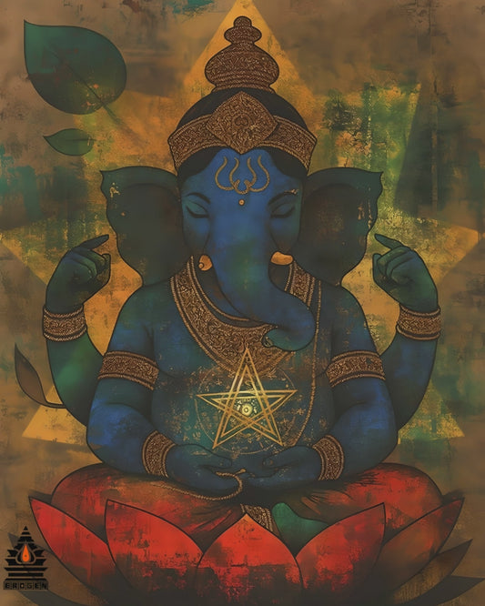 Divine Digital Art of Meditative Ganesha – Downloadable High-Resolution Hindu Art
