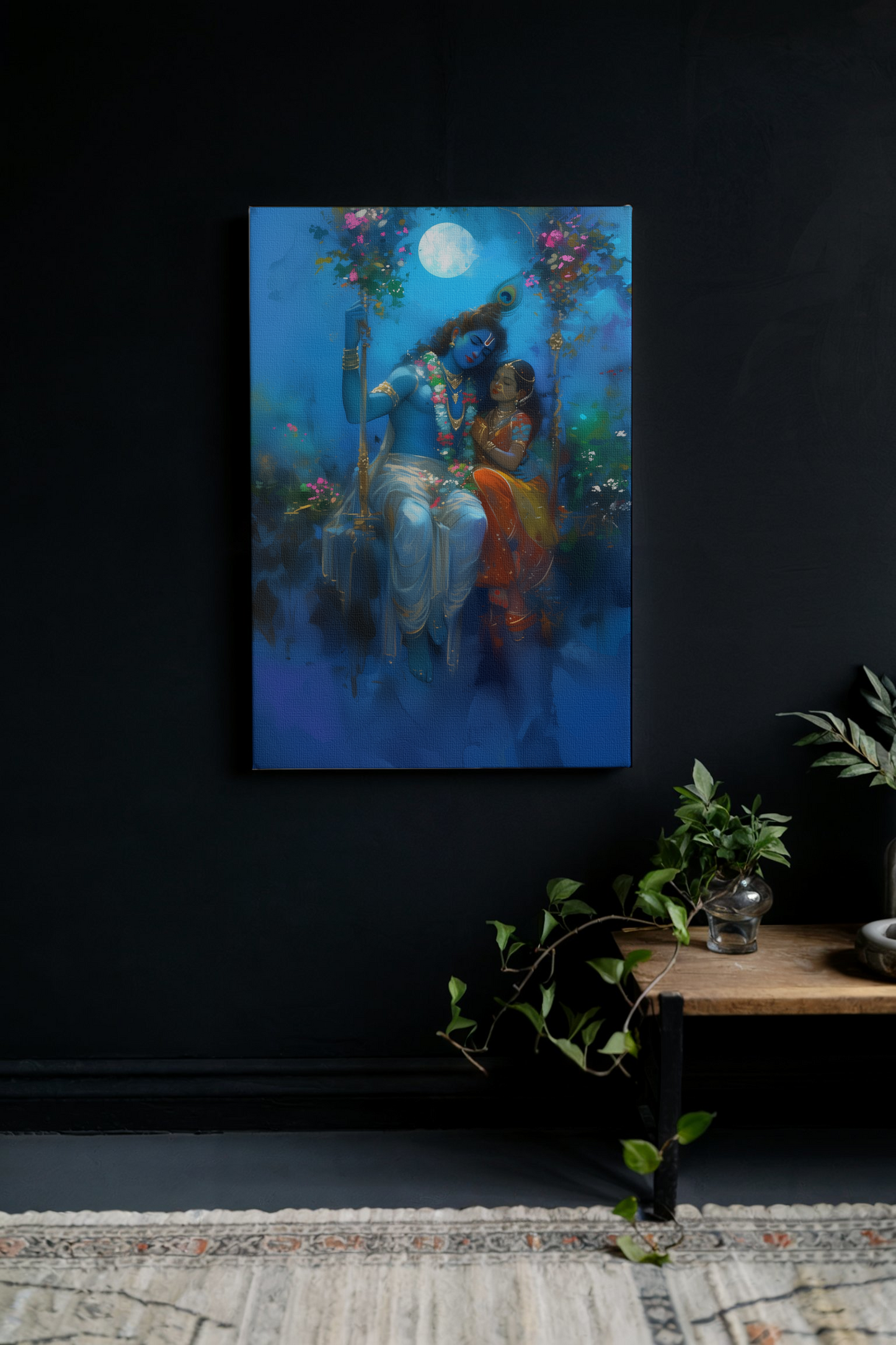 Radha Krishna canvas wall art – Divine Wall Art for Home Decor, Pooja Room & Housewarming Gift