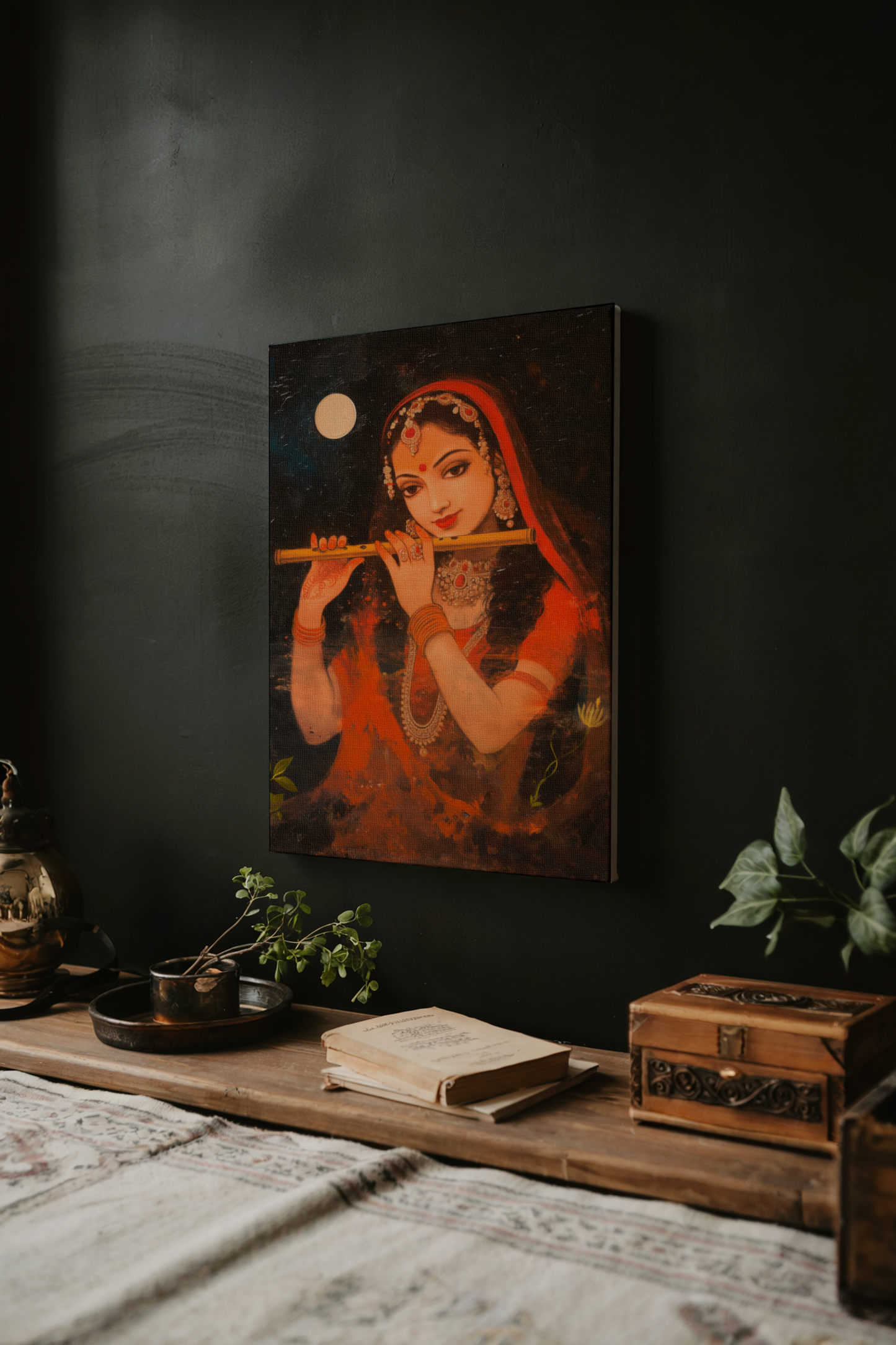 Radha Rani Digital Painting on Canvas – Divine & Elegant Wall Art for Home Decor